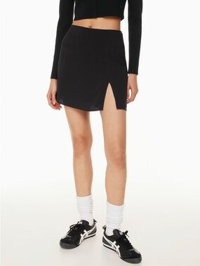 Aritzia Sunday Best Tatiana Black Mini Skirt with Front Side Slit